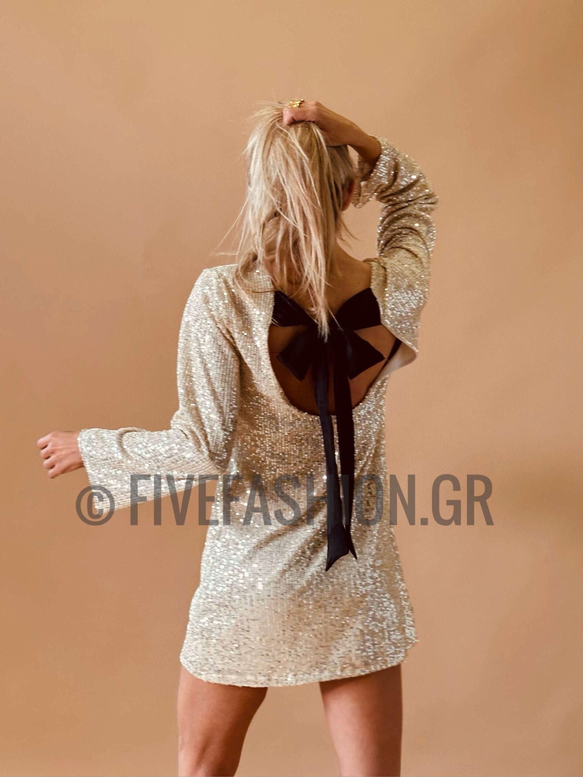 Paris Sequin Dress Beige | Five Fashion