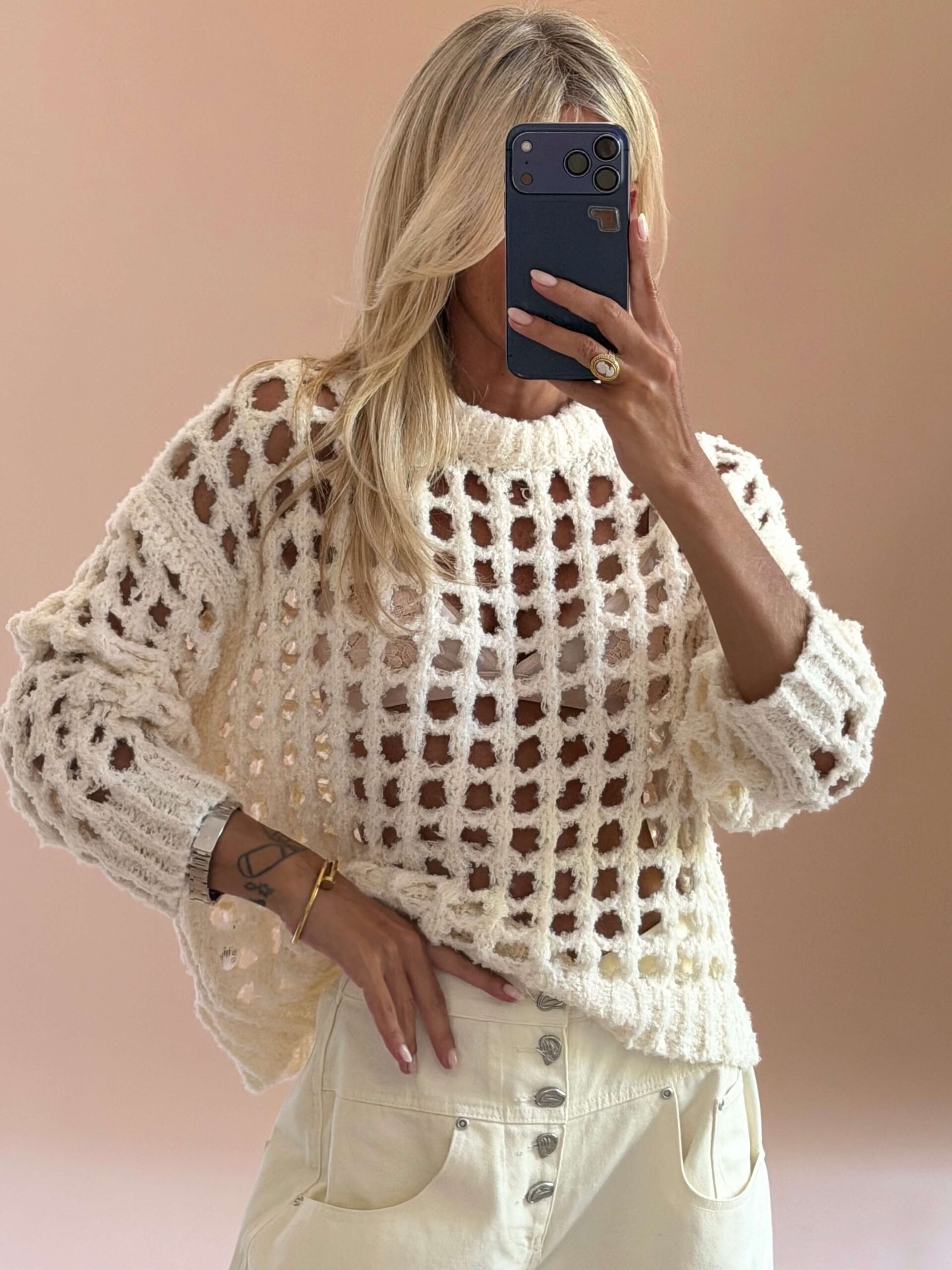 3326586B-30CC-4B6F-B8F2-9BDF7DB177E5 Soft Open Knit Sweater - Image 1