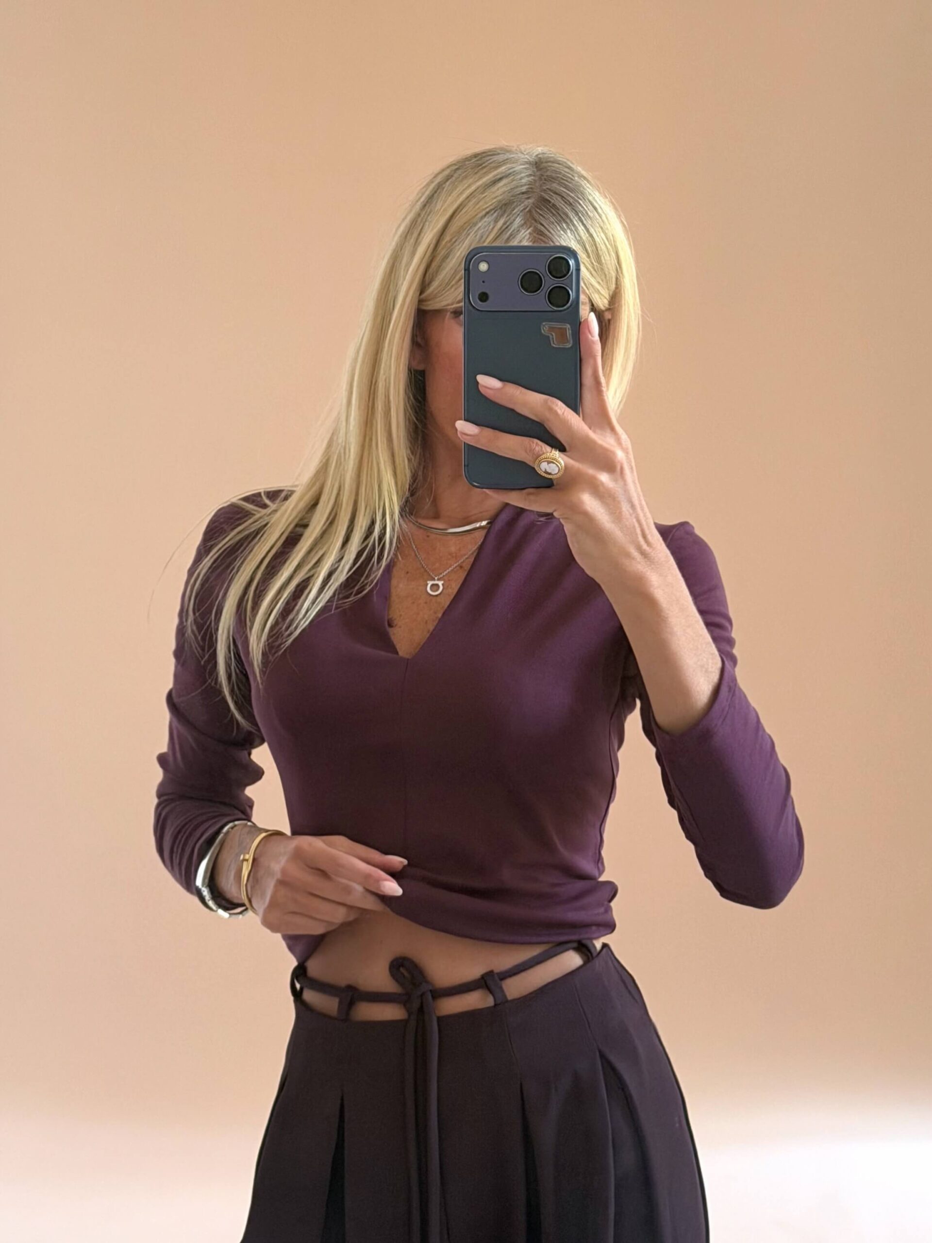 8689FAF4-6EDC-4EF2-A871-EEE86DEF87EE-2 Burgundy Soft Touch V-Neck Top - Image 1