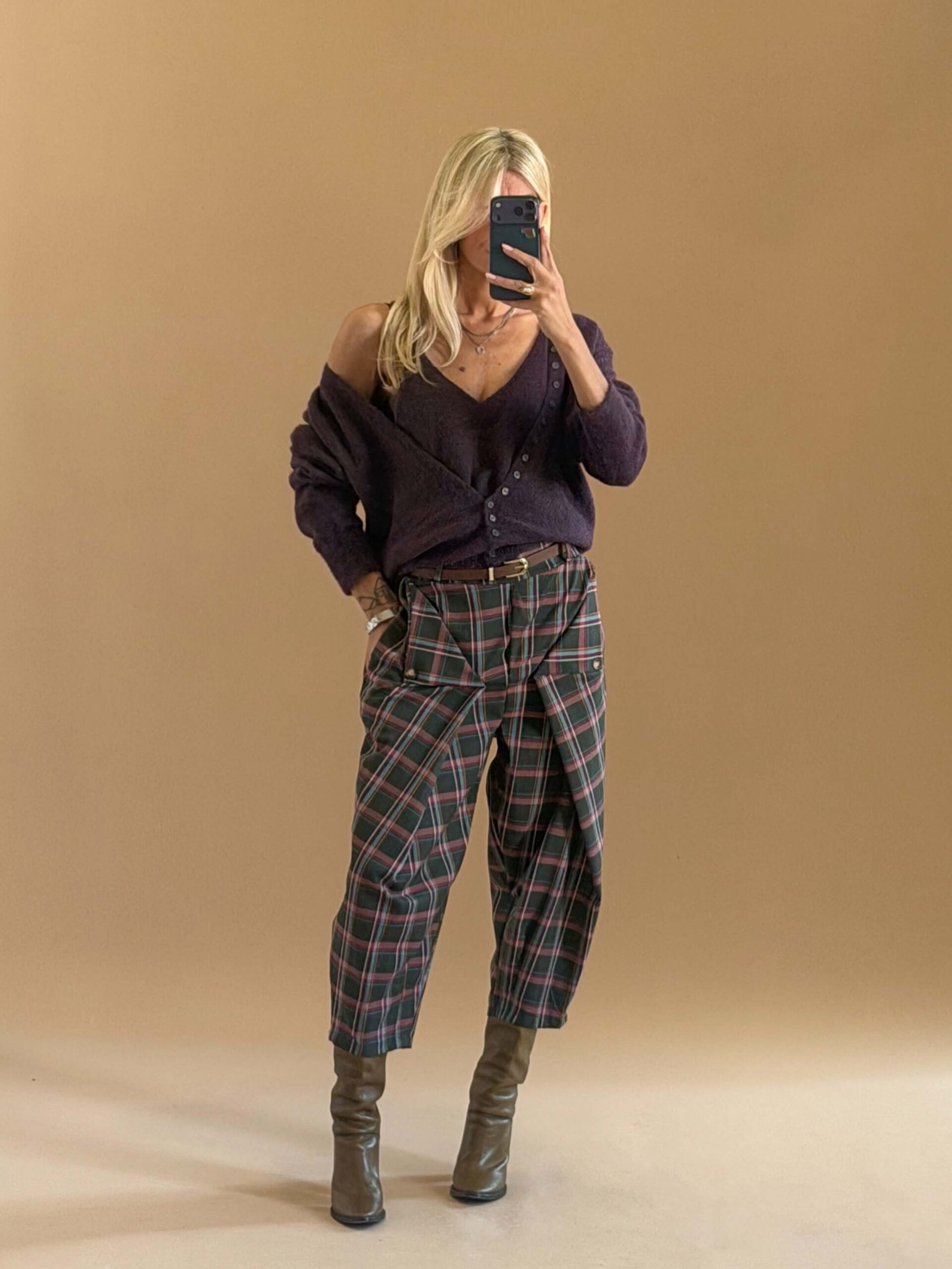 2D9CAB0F-0CFE-4C89-885B-EDCF663C0825 Belted Plaid Pants with Statement Flap Details - Image 1