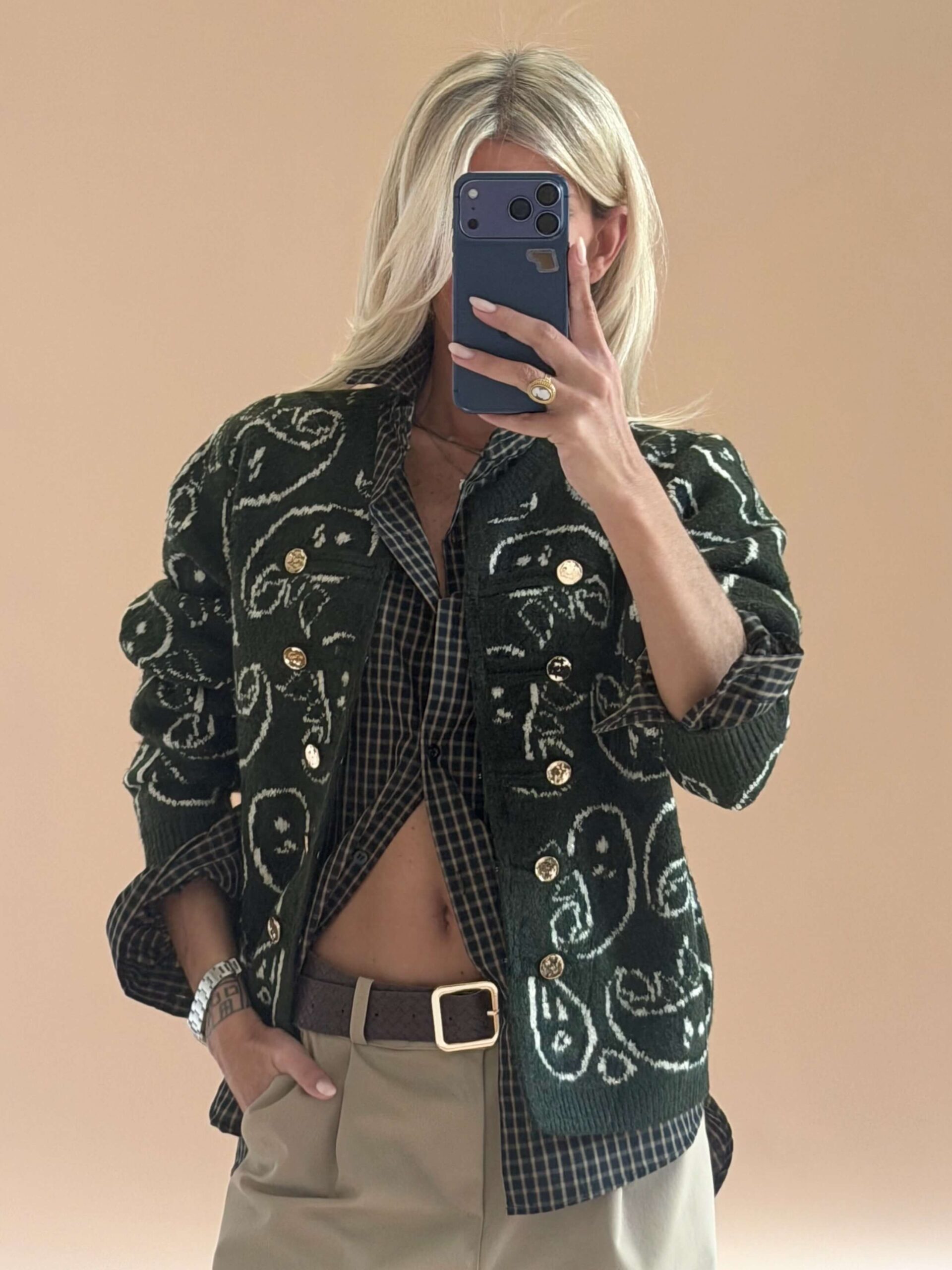 3C479CF2-B129-4C4C-ADD1-5B381C702140 Paisley Knit Cardigan – Cypress Green - Image 1