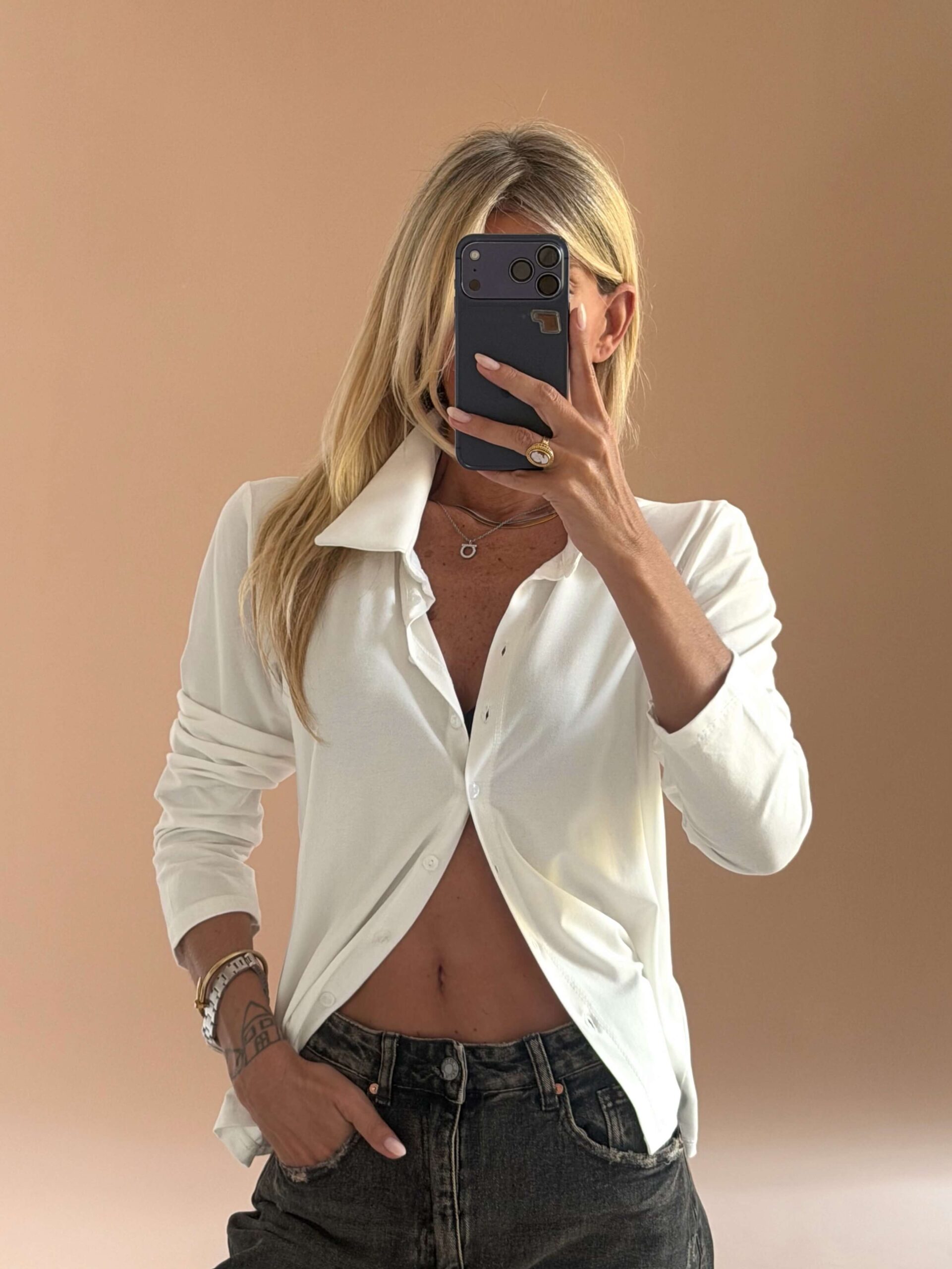 IMG_3846 White Viscose Stretch Shirt - Image 1
