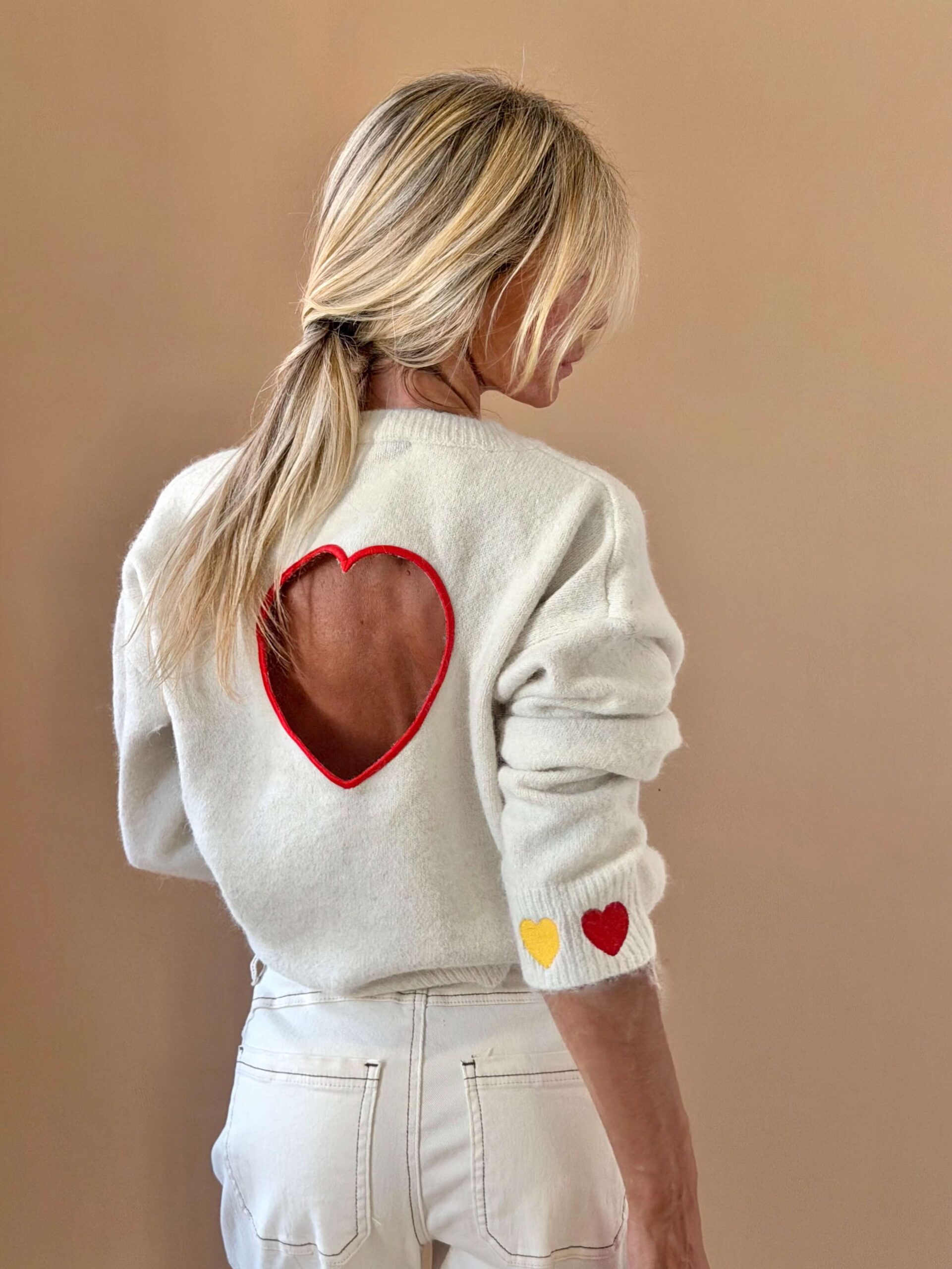 IMG_8004 Amour Heart Cut-Out Cardigan Cream - Image 1