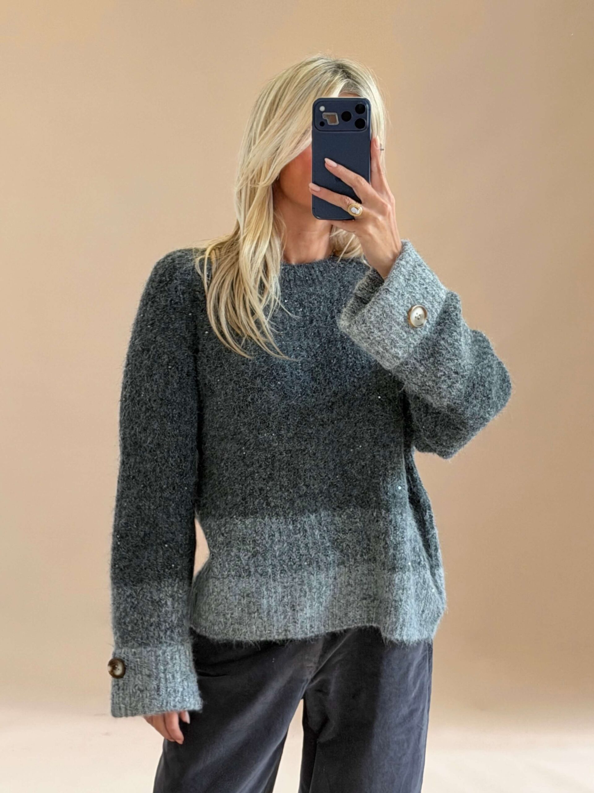 37752FF0-27D4-4F4F-A039-45474B480F8D Stardust Shimmer Knit Sweater – Grey - Image 1