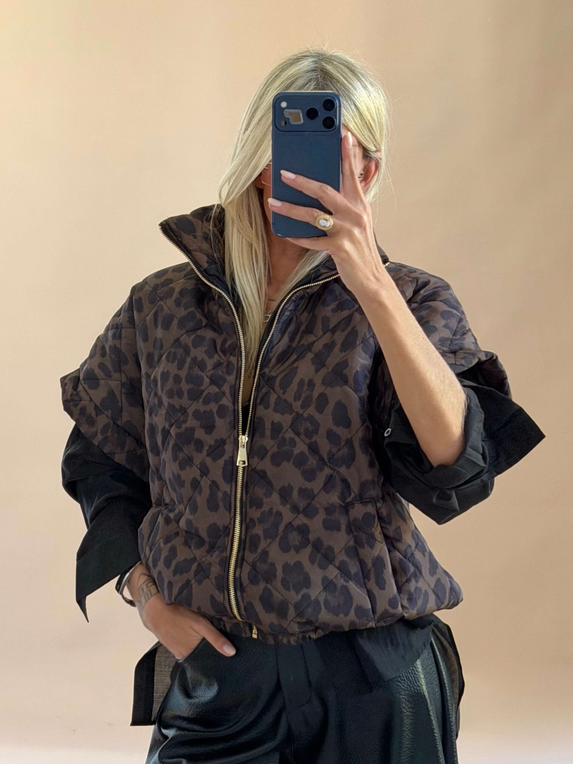 BBB3656A-2233-4353-BAAD-6C154A231F98 Leopard Quilted Puffer Jacket - Image 1