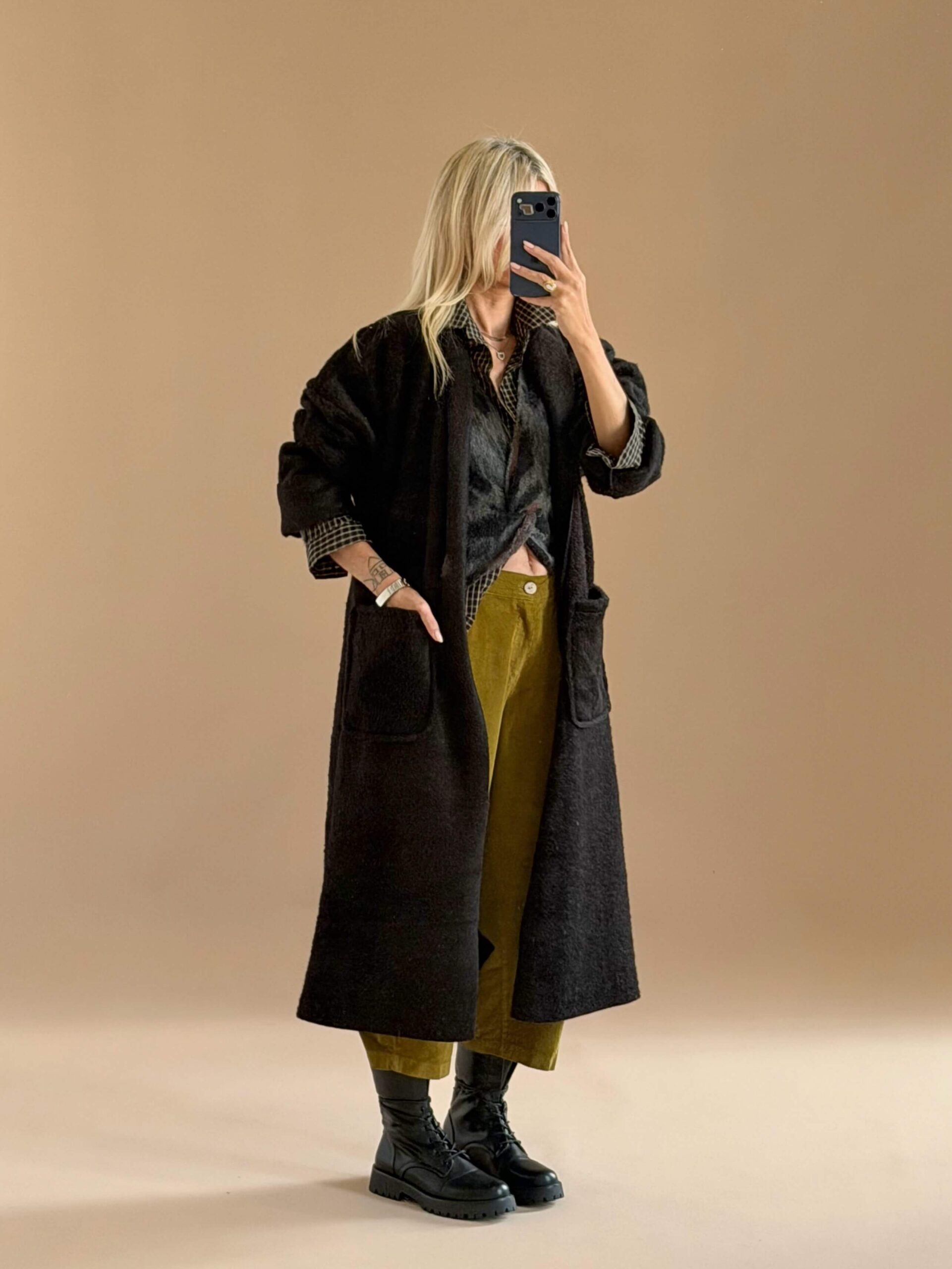 IMG_7005 Soft Touch Long Coat – Black - Image 1